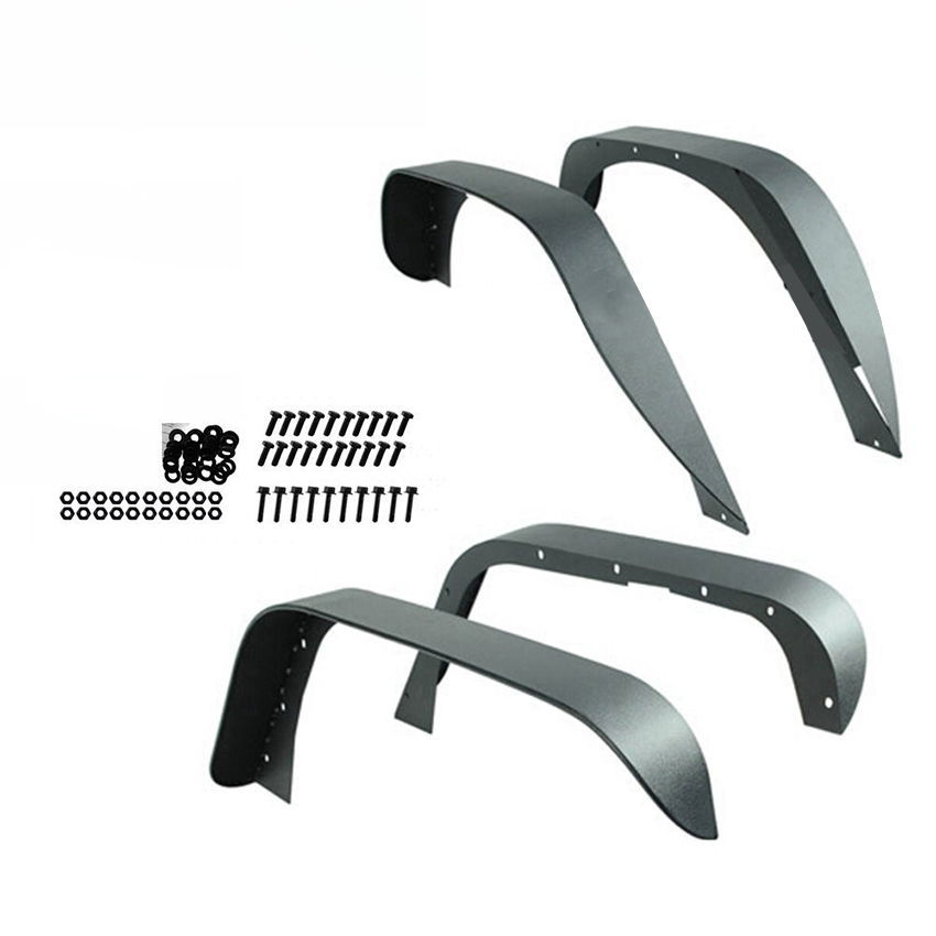 ABS Front Wheel Eyebrow 4PCS Black Fender Flares with LED Lights for Wrangler Jk