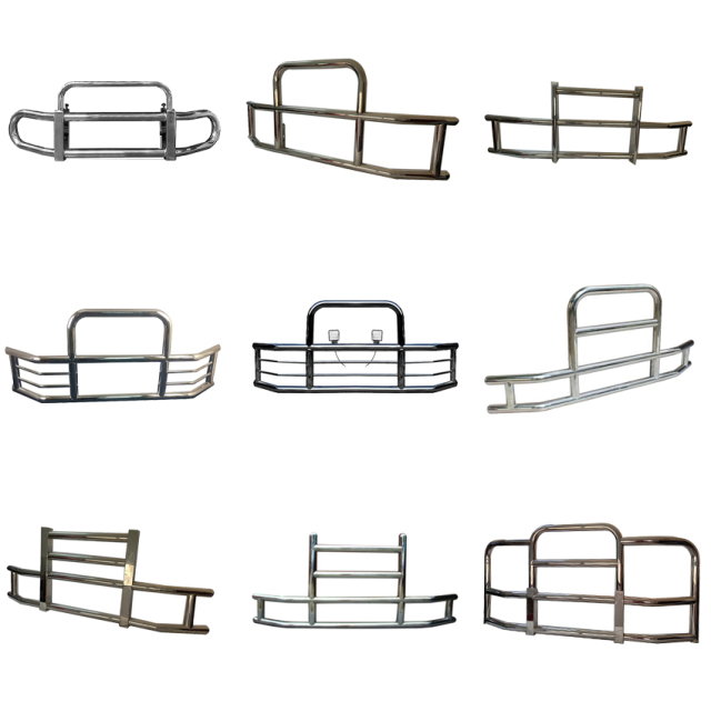 Custom 304 Stainless Steel Grille Guard Semi Truck Bumper Deer Guard Bumper for Freightliner Cascadia Volvo Vnl