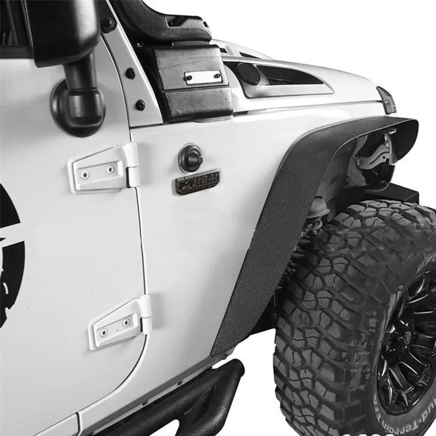 ABS Front Wheel Eyebrow 4PCS Black Fender Flares with LED Lights for Wrangler Jk