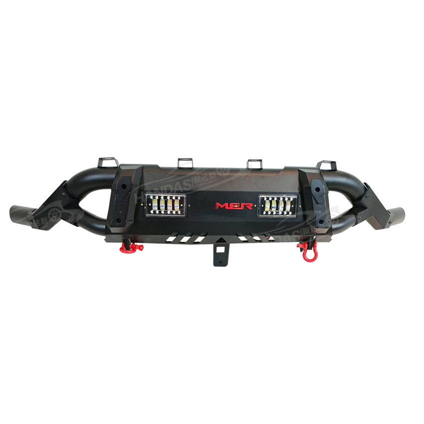 High Quality Iron Steel Front Bumper Nudge Bar Pickup Truck Front Bumper Guard with 2 LED Lights for Hilux Revo Vigo