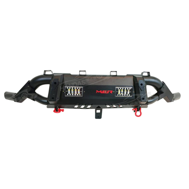 High Quality Iron Steel Front Bumper Nudge Bar Pickup Truck Front Bumper Guard with 2 LED Lights for Hilux Revo Vigo