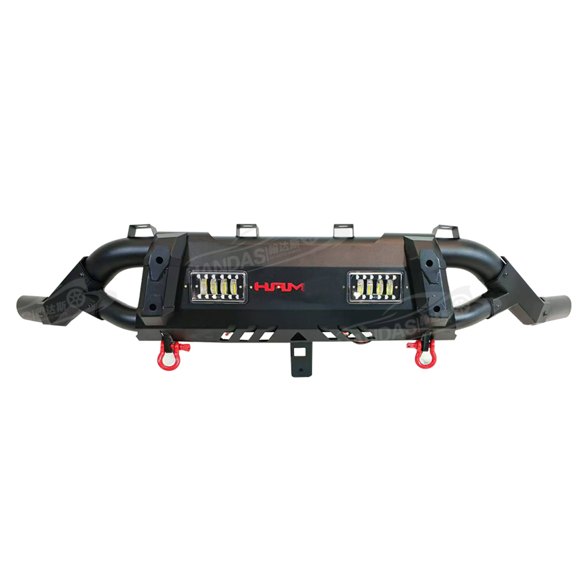 High Quality Iron Steel Front Bumper Nudge Bar Pickup Truck Front Bumper Guard with 2 LED Lights for Hilux Revo Vigo