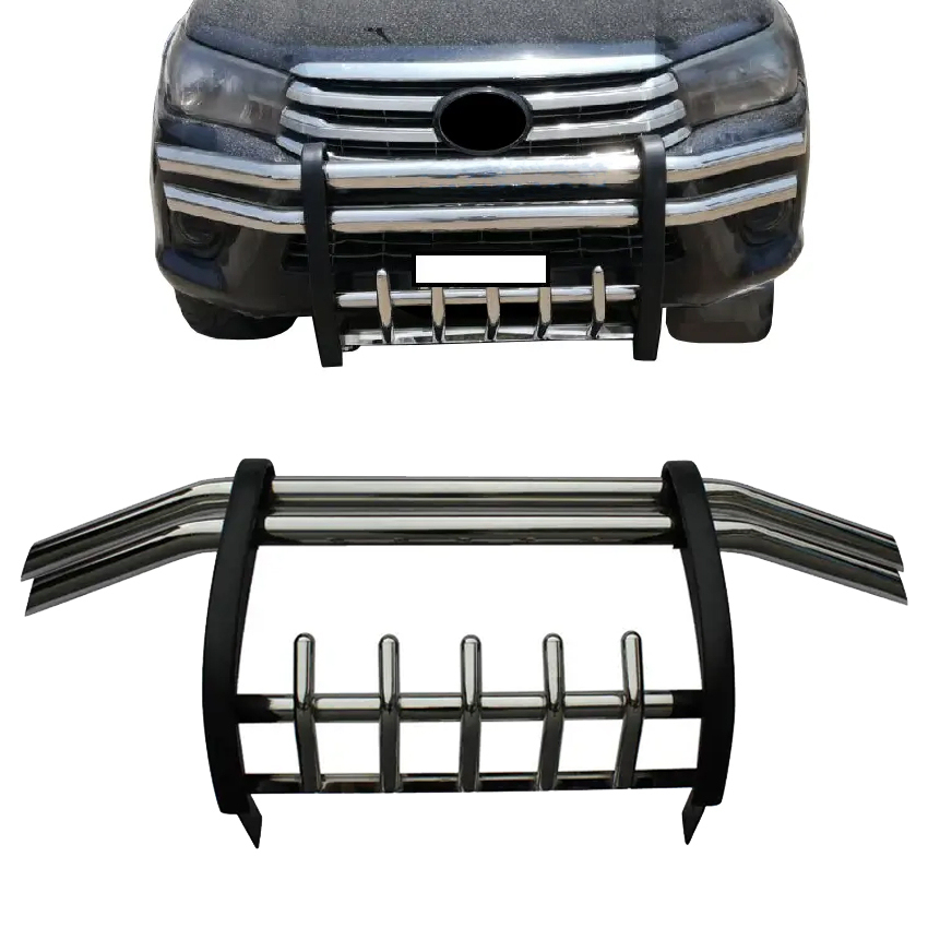 High Quality Truck Parts Double Black Border Fence 4X4 Front Bumper Nudge Bar for Hilux Vigo Revo Toyota Prado Truck Fortuner