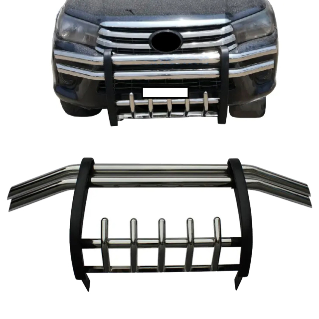 High Quality Truck Parts Double Black Border Fence 4X4 Front Bumper Nudge Bar for Hilux Vigo Revo Toyota Prado Truck Fortuner