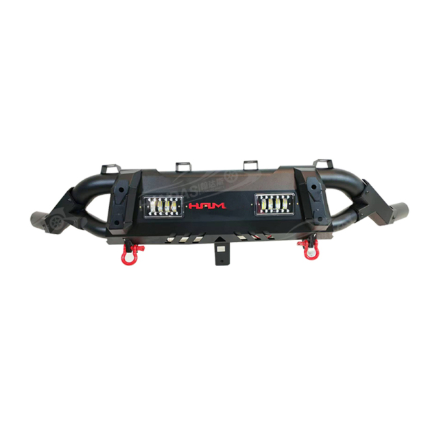 High Quality Iron Steel Front Bumper Nudge Bar Pickup Truck Front Bumper Guard with 2 LED Lights for Hilux Revo Vigo