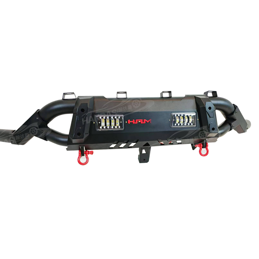 High Quality Iron Steel Front Bumper Nudge Bar Pickup Truck Front Bumper Guard with 2 LED Lights for Hilux Revo Vigo