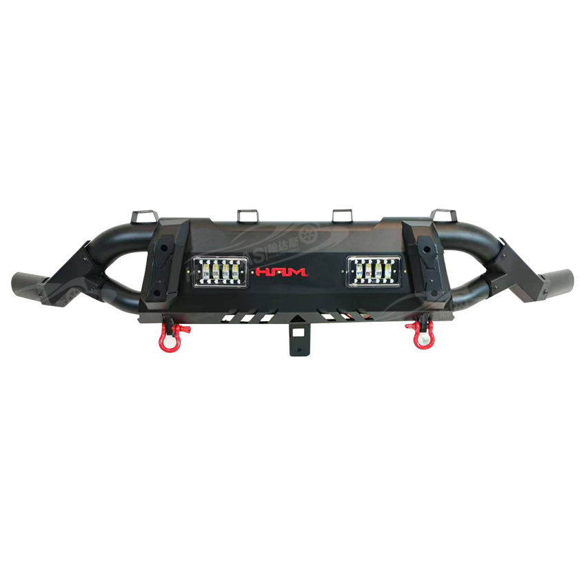 High Quality Iron Steel Front Bumper Nudge Bar Pickup Truck Front Bumper Guard with 2 LED Lights for Hilux Revo Vigo