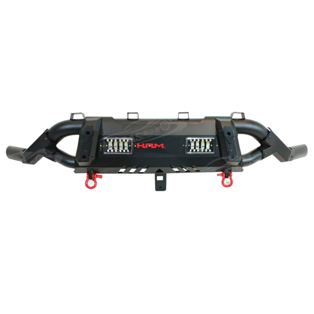 High Quality Iron Steel Front Bumper Nudge Bar Pickup Truck Front Bumper Guard with 2 LED Lights for Hilux Revo Vigo