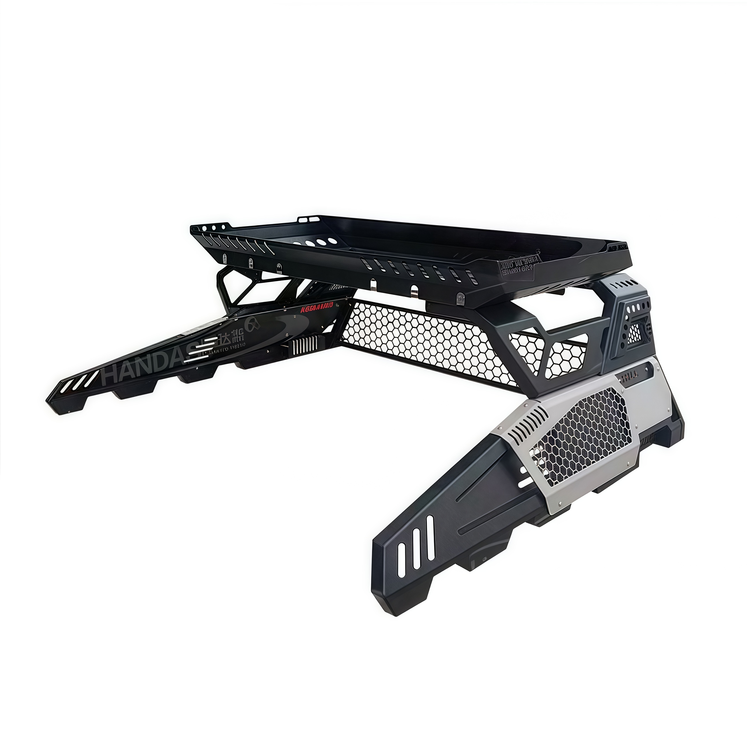 New Design Multi Functional Pickup Truck Accessories 4X4 Pickup Truck Rear Bed Steel Roll Bar with Roof Basket Racks for Toyota Hilux