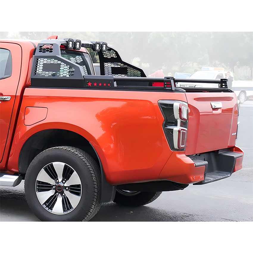 High Quality Iron Steel Bed Rack Bar Pickup 4X4 Offroad Accessories Roll Bar with Brake Lights for Hilux Revo