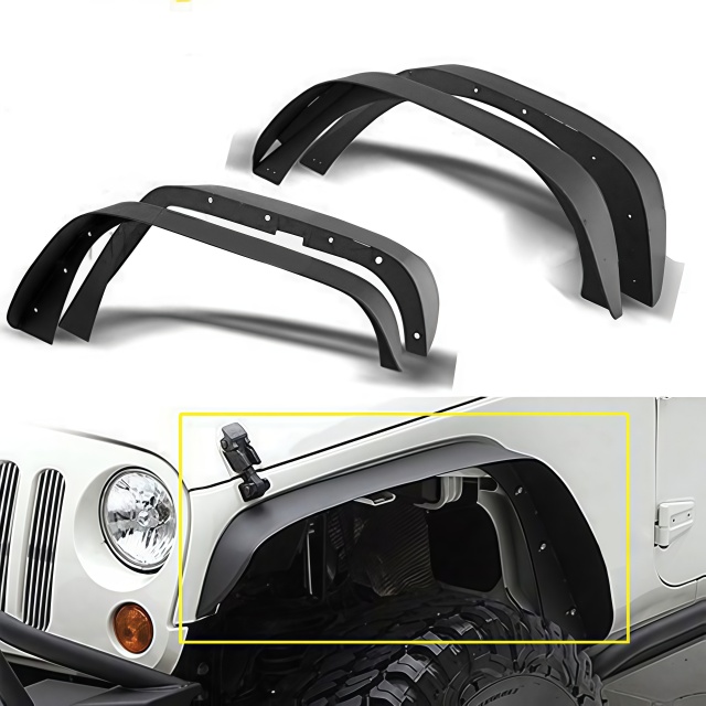 ABS Front Wheel Eyebrow 4PCS Black Fender Flares with LED Lights for Wrangler Jk