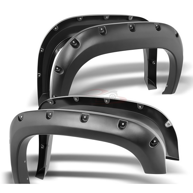 Smooth-Textured Matte Black Pocket Bolt-Riveted Style Fender Flares for Chevy Colorado 2016