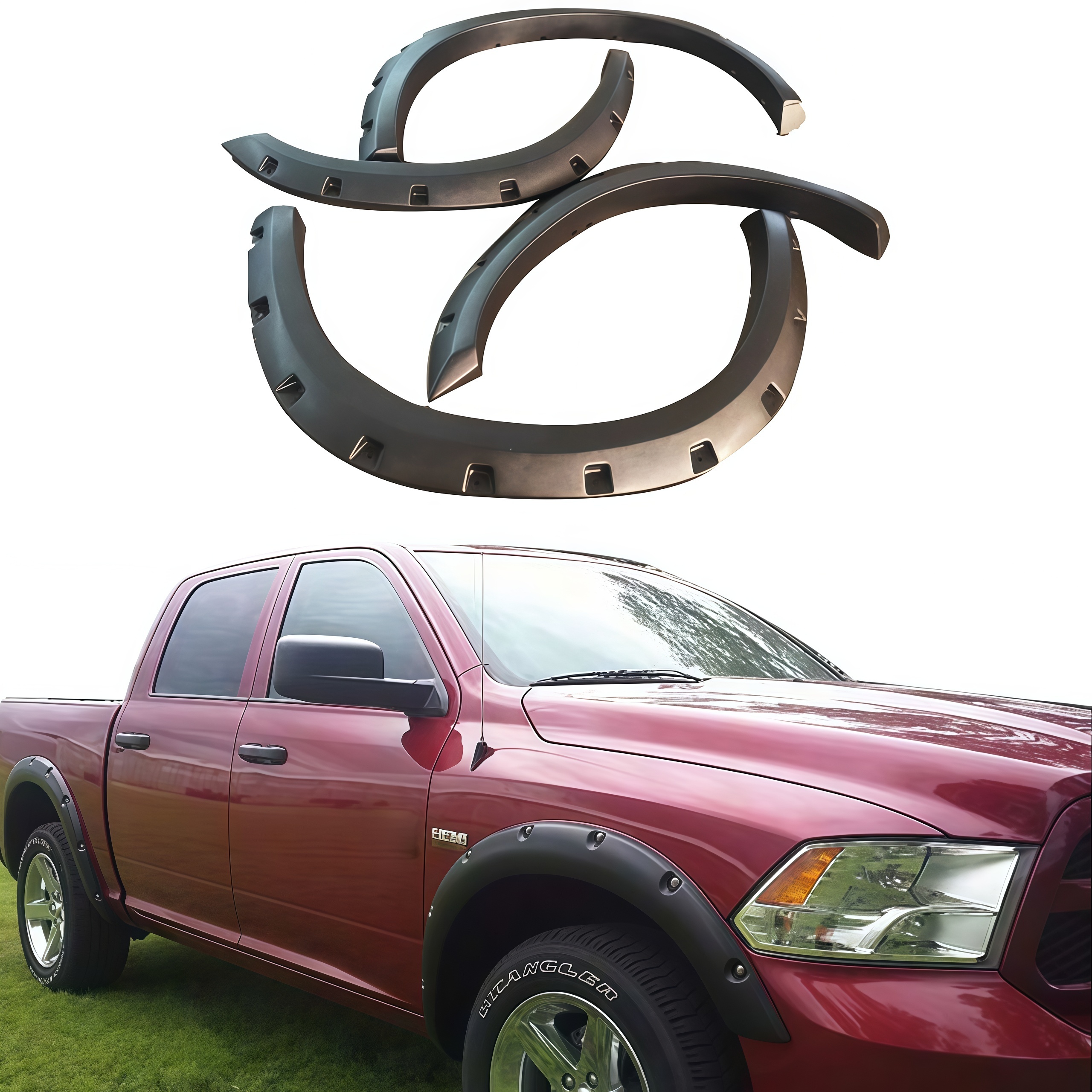 ABS Fender Flares for RAM1500 2009-2014 Universal Model Decoration Car Wheel Side Fenders Vents Trim