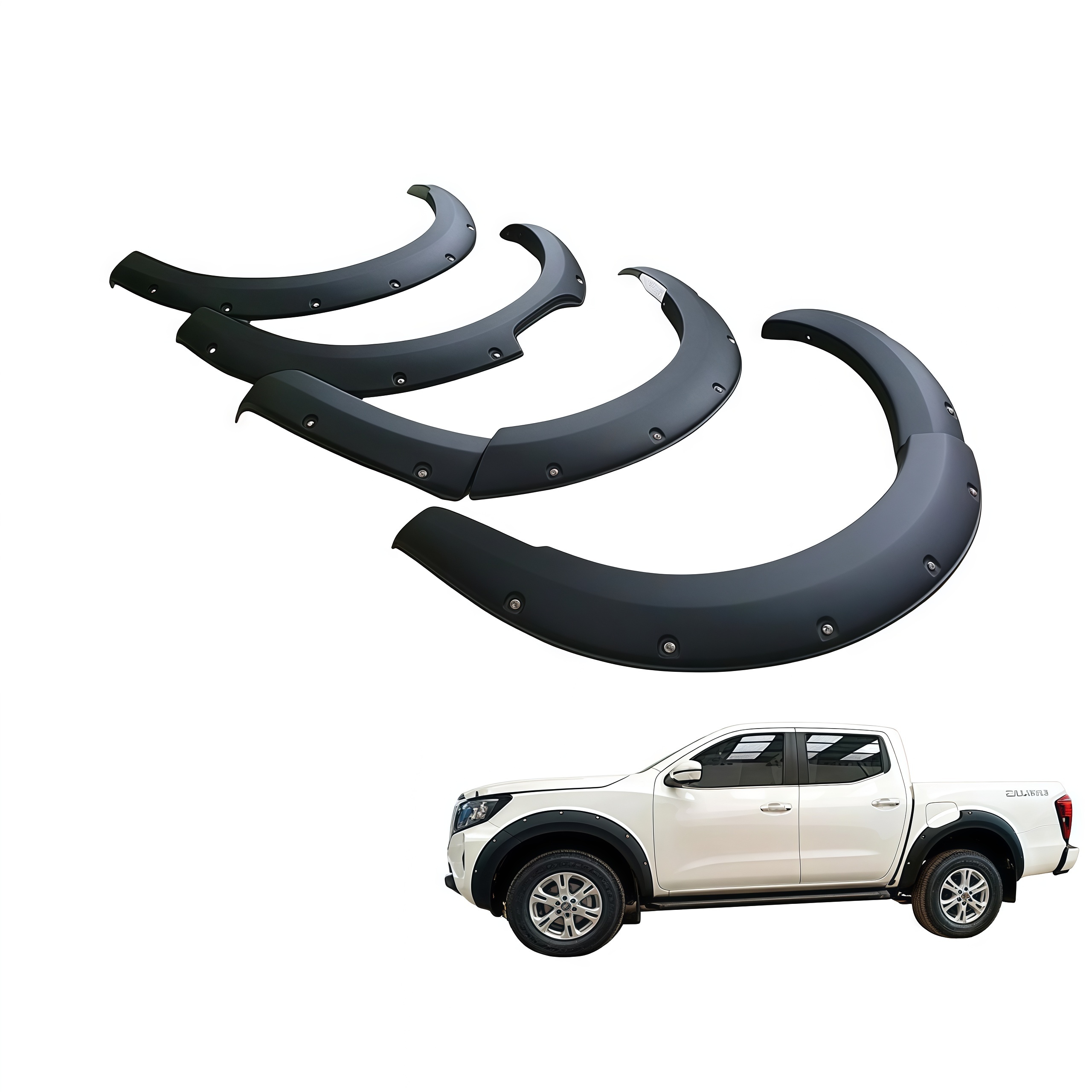 Car 4PCS Wheel Side Protector 6" Trim Matte Black Wheel Fender Flares for Nissan Navara Np300 2021 Fender Flares