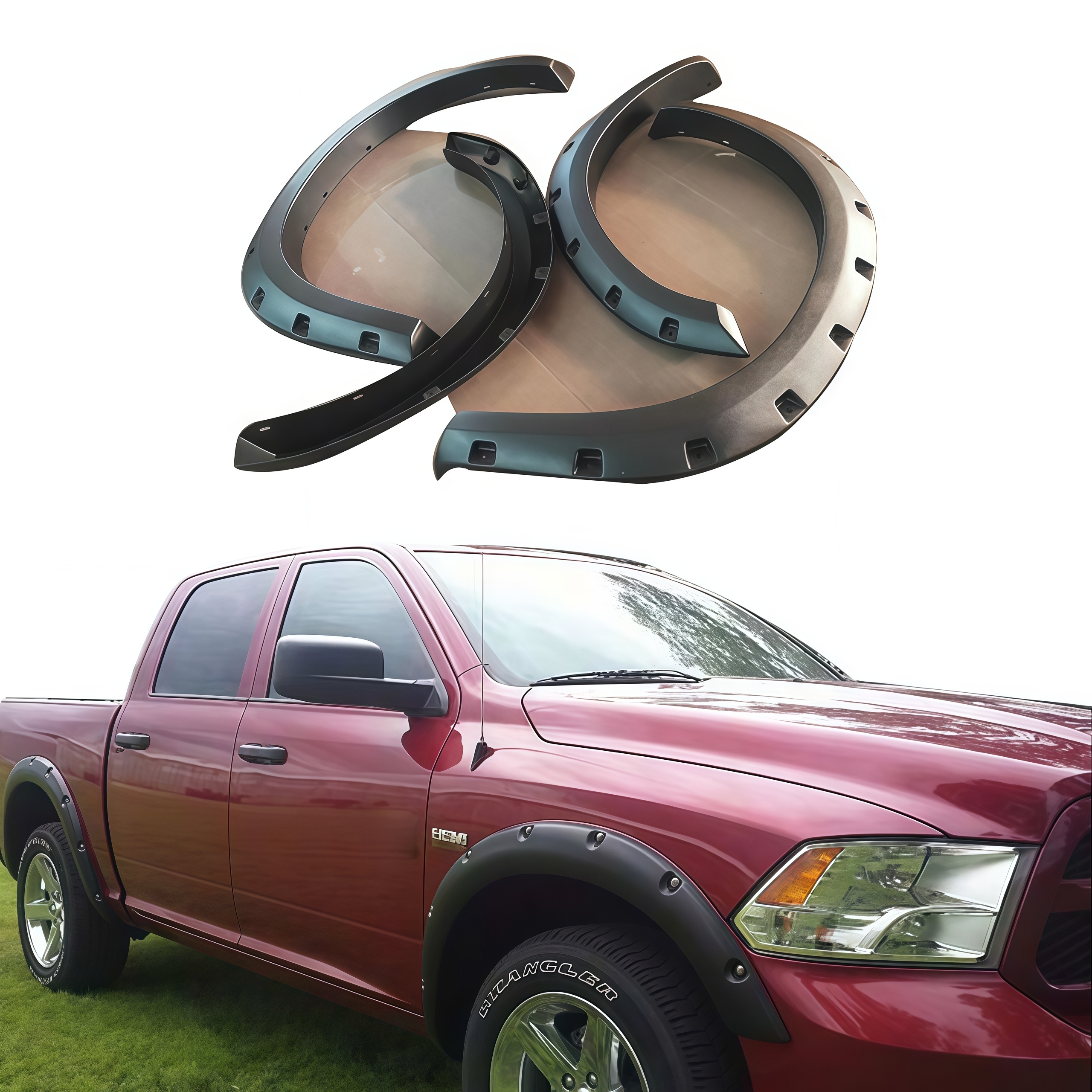 ABS Fender Flares for RAM1500 2009-2014 Universal Model Decoration Car Wheel Side Fenders Vents Trim