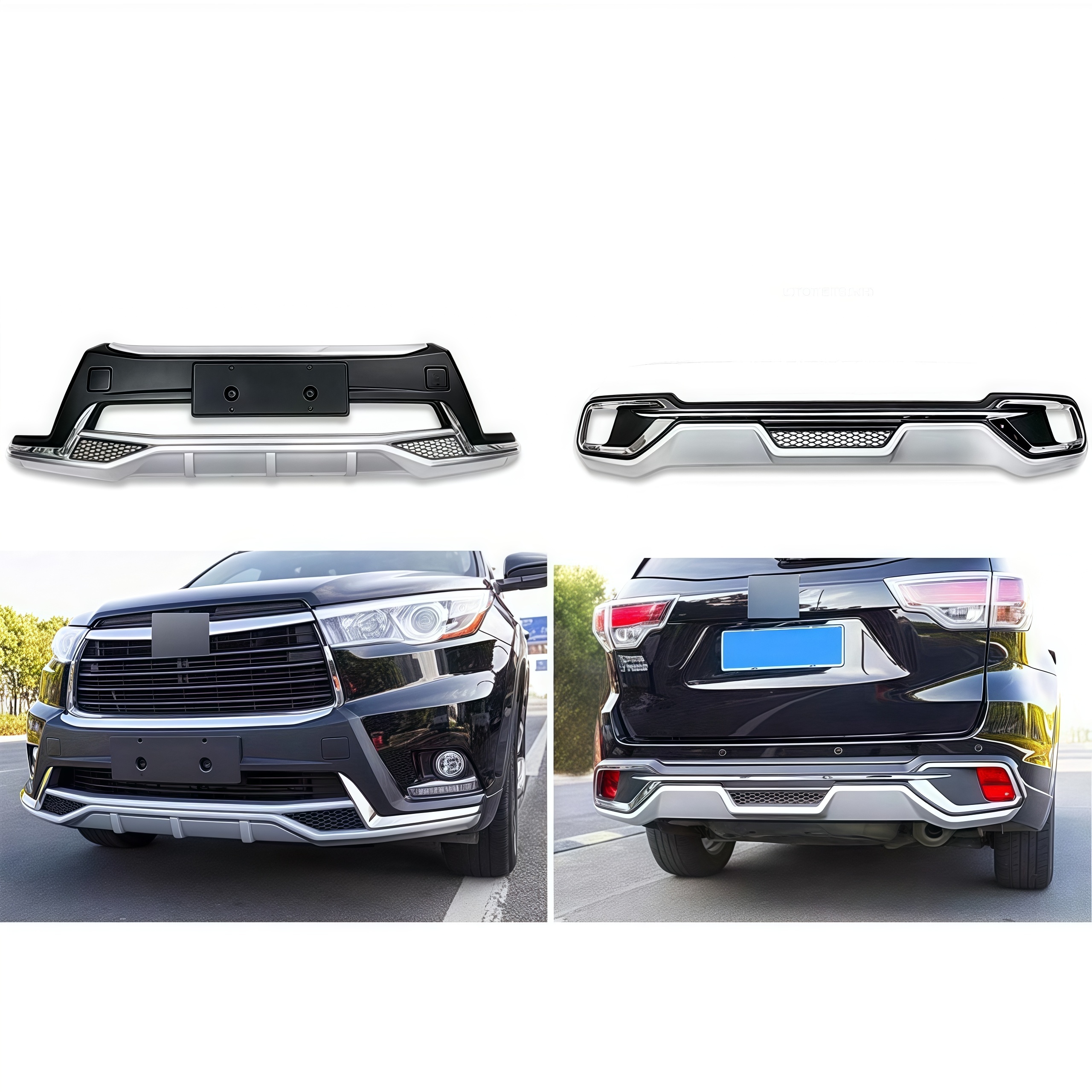 Car Rear Front Bumper Auto Front Bumper Factory Wholesale Front and Rear Bumper for Highlander 2015+ Plastic Original Size