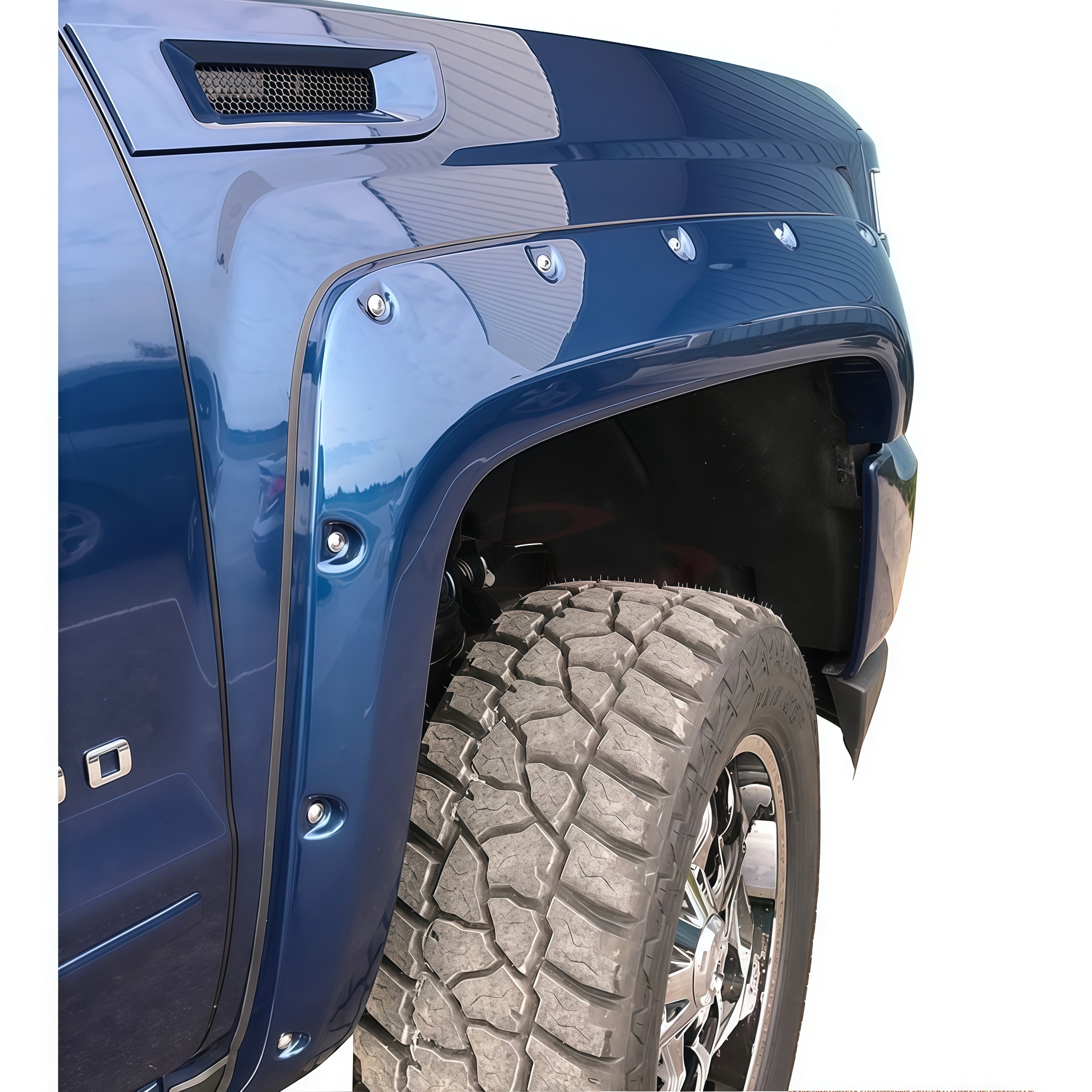 Smooth-Textured Matte Black Pocket Bolt-Riveted Style Fender Flares for Chevy Colorado 2016