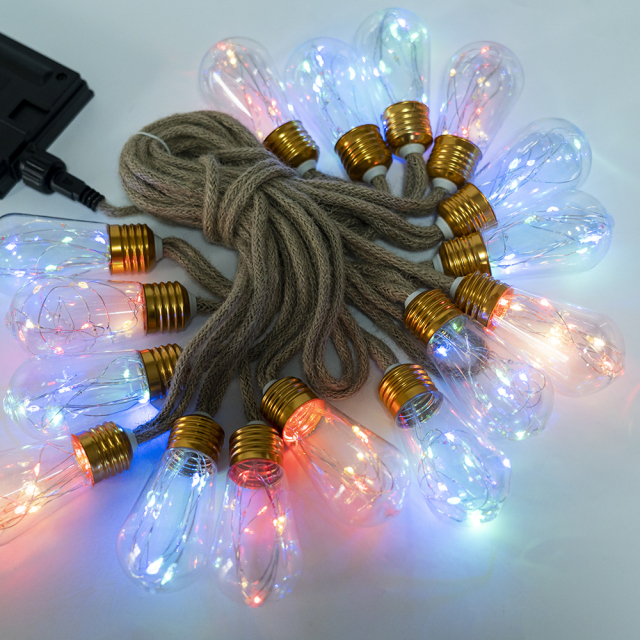 Solar-powered hemp rope decoration string lights