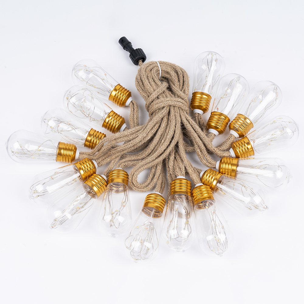 Solar-powered hemp rope decoration string lights