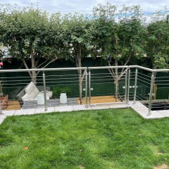 Round Stainless Steel Deck Mount Cable Railing Post