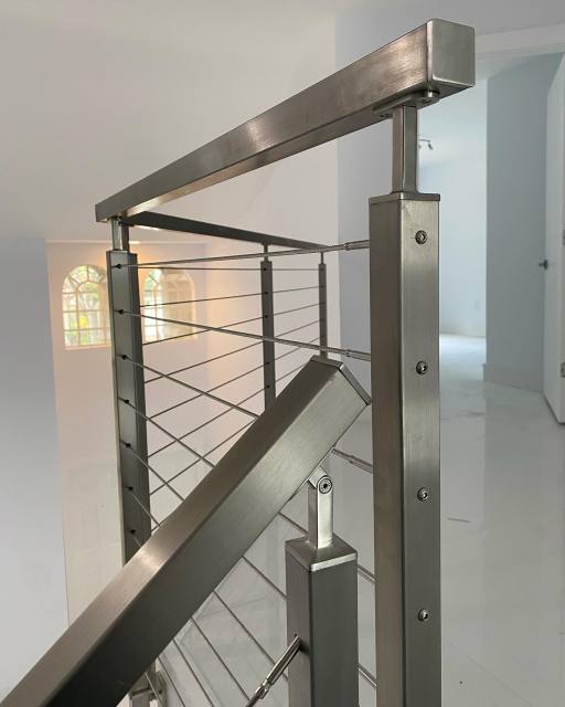 Square Stainless Steel Deck Mount Cable Railing Baluster Post