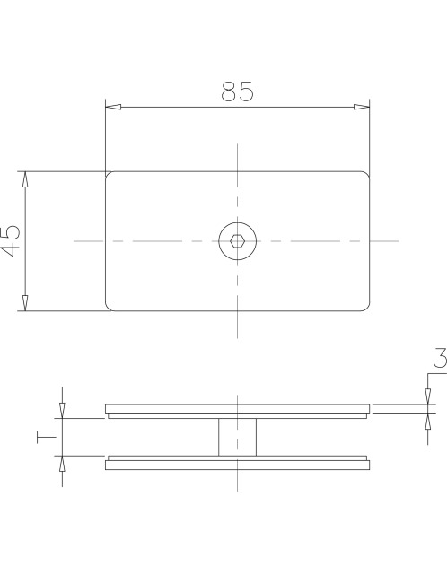 180 Degree Square Glass Clamp