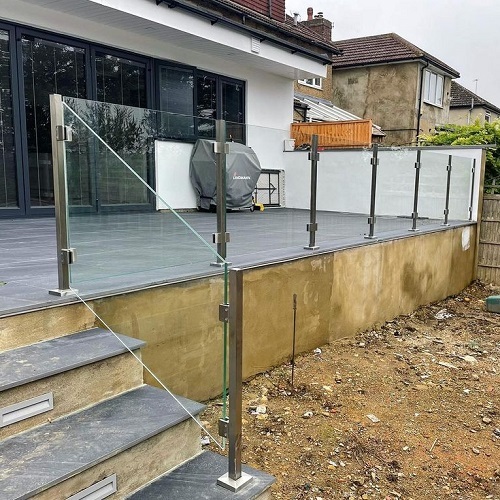 Stainless Steel Square Post Glass Railing