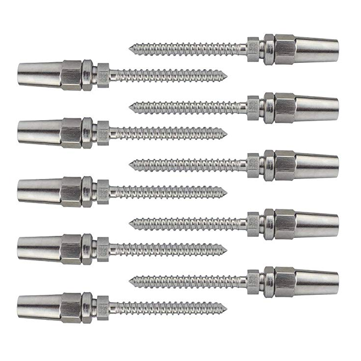 Sistema de barandilla de cable de acero inoxidable para terraza con herrajes incluidos.
