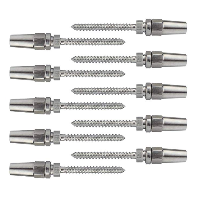 Sistema de barandilla de cable de acero inoxidable para terraza con herrajes incluidos.