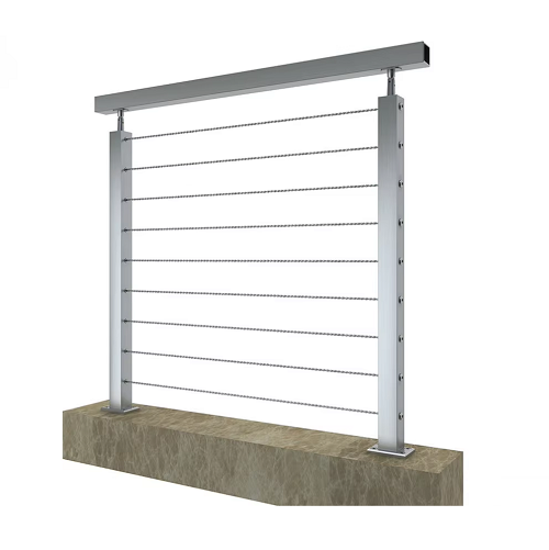 Sistema de barandilla de cable de acero inoxidable para terraza con herrajes incluidos.