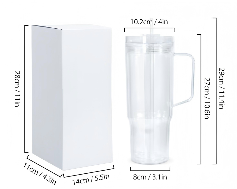 40oz Plastic Snow Globe Cups Pre drilled with Plug Lids Plastic Straw Double Wall for Glitter Cups