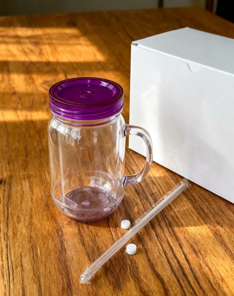 Acrylic 20oz Snow Globe Mugs with Portable Handle Mixed Color Lids 20oz Double Wall Rough Glitter Plastic Cups