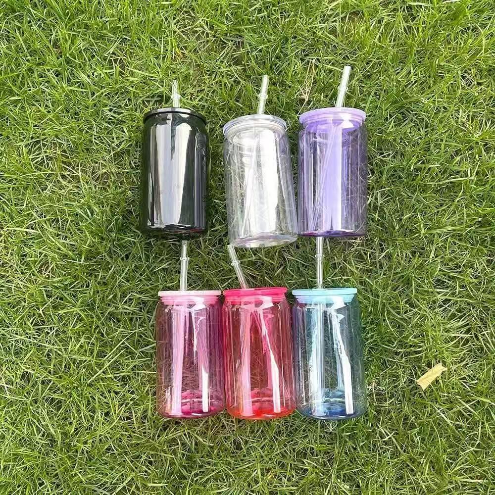 Yisli 16oz Transparent  Mixed Colors 16oz  Acrylic  Libby Beer Soda Can
