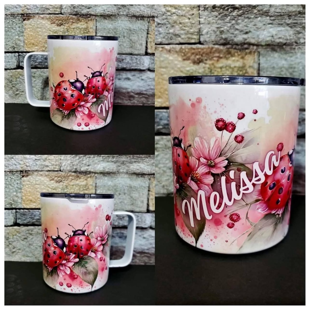 25Pcs 12oz Stainless Steel Sublimation Mugs with Portable Handle Clear Lids 12oz Travel Mugs Insulated Coffee Mug with Handle