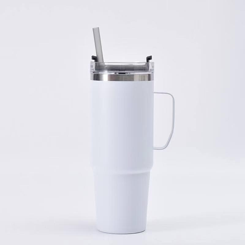 30oz Stainless Steel Sublimation Mugs with Portable Handle Clear Lids 30oz Travel Mugs