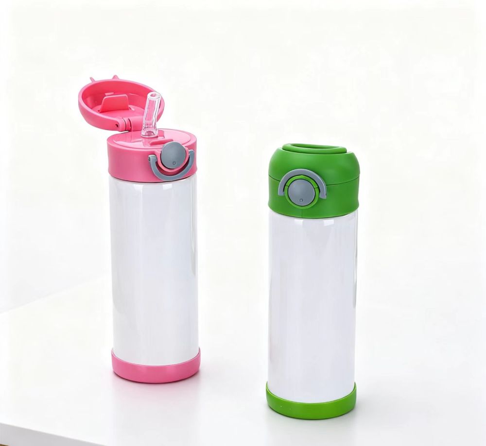 25pcs Mixed Color 12oz Sublimation Flip Top Kids Bottle Stainless Steel Water Bottle