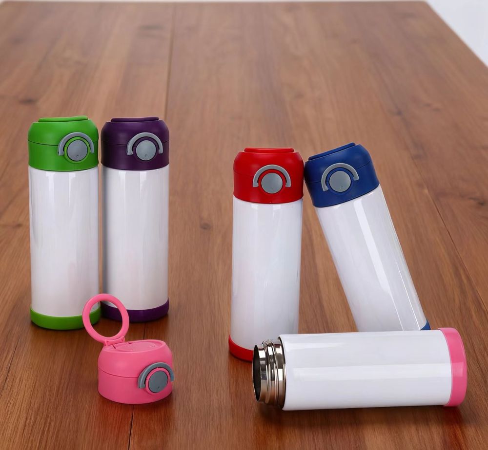 25pcs Mixed Color 12oz Sublimation Flip Top Kids Bottle Stainless Steel Water Bottle