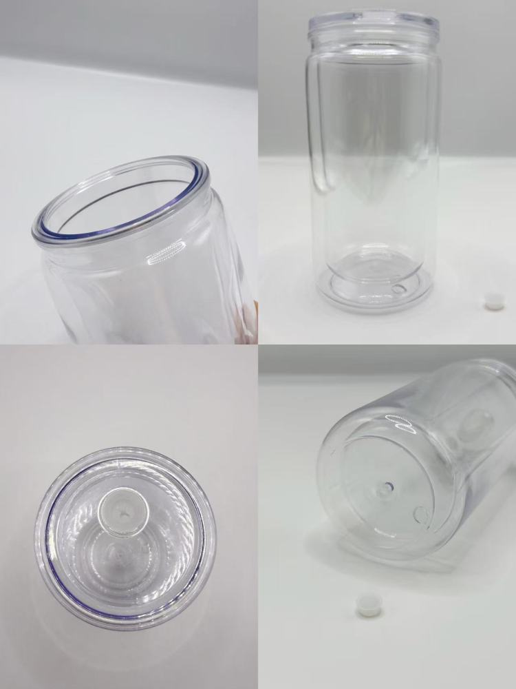 25pcs Predrilled Mixed 5 Colors 16oz/20oz Plastic Snow Globe Cups Acrylic Clear Snow Globe Cups with Plug / Colorful Straw/ Colorful Lids