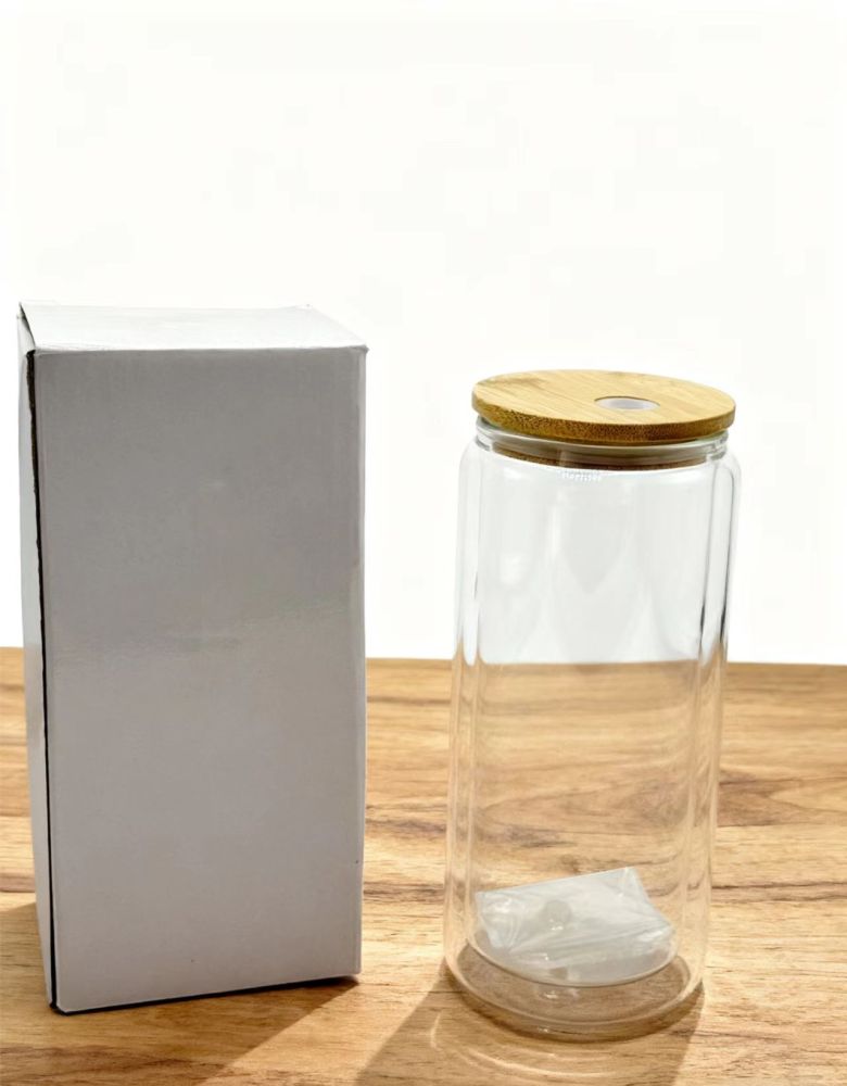 25pcs Predrilled Clear 16oz Glass Snow Globe Cups with Colorful PP lids Plastic Colorful Straw