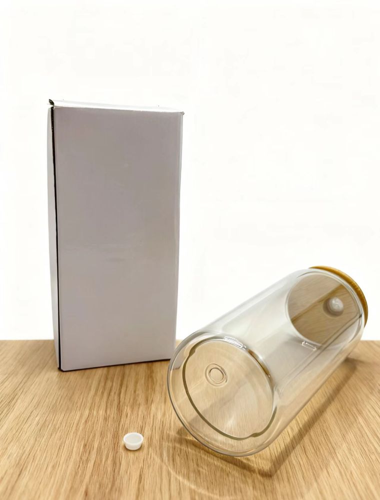25pcs Predrilled Clear 16oz Glass Snow Globe Cups with Bamboo lids Plastic Straw