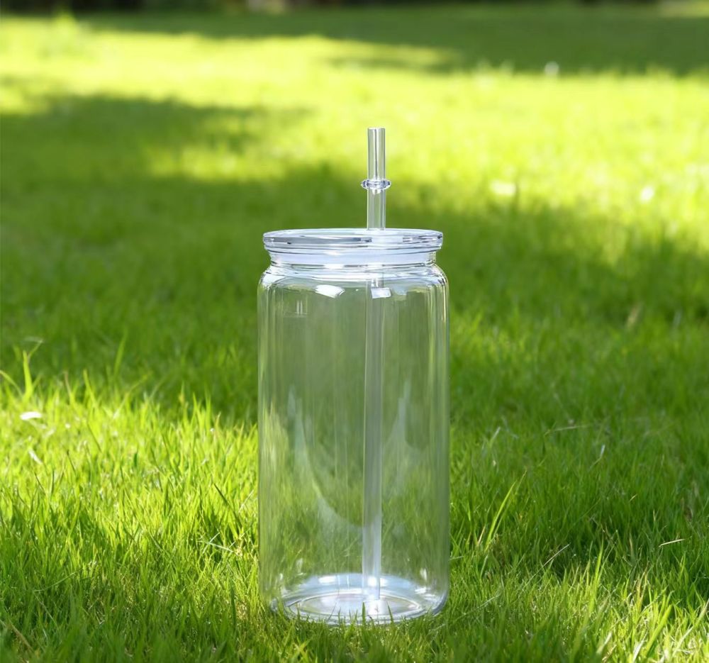 Yisli 50Pack 16oz Single Wall Transparent Acrylic Plastic Can with PP Lids and Transparent Straw