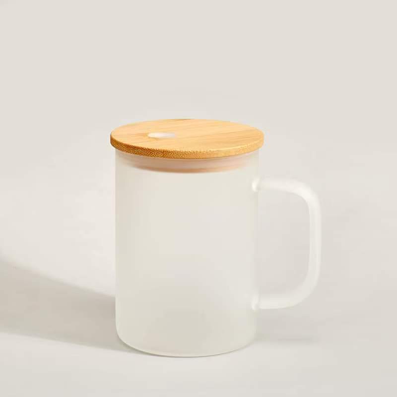 Yisli 25packs 15oz Clear/ Frosted Glass Cups Sublimation UV DTF Glass Beer Mugs With Bamboo Lid and Plastic Straw