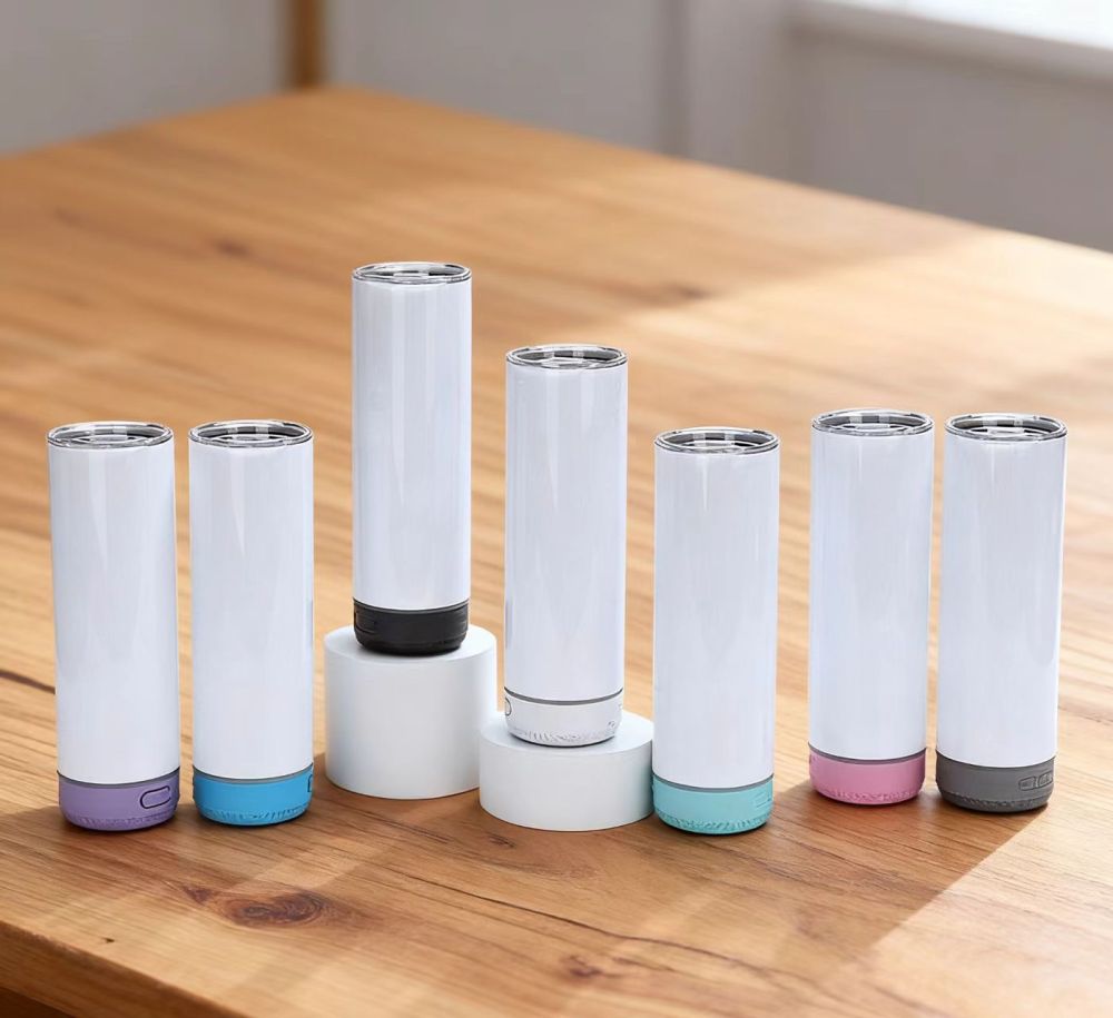 20oz Sublimation Bluetooth Tumblers Usb Charging White Sublimation Speaker Music Cup Bluetooth Tumbler
