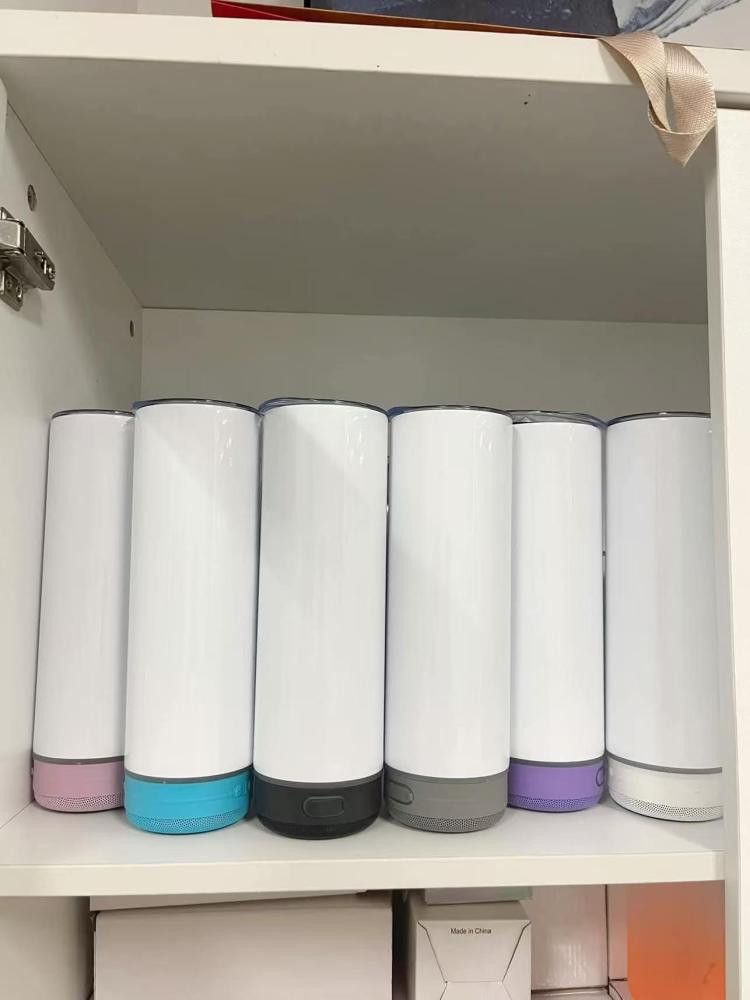 20oz Sublimation Bluetooth Tumblers Usb Charging White Sublimation Speaker Music Cup Bluetooth Tumbler