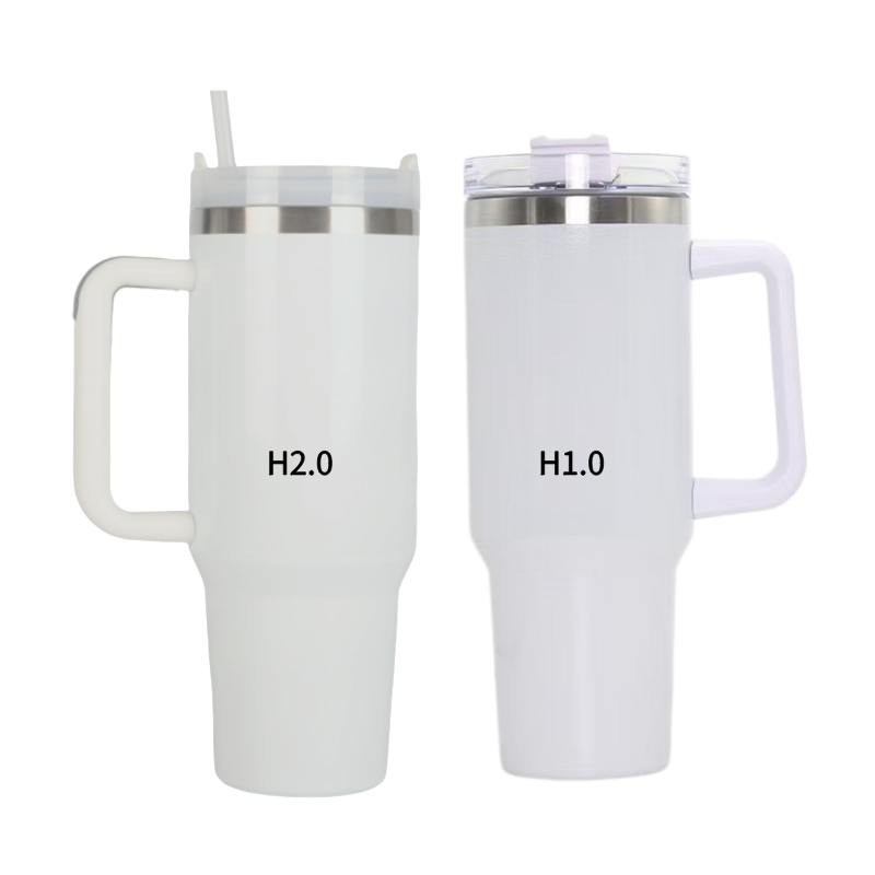 40oz Stainless Steel Sublimation Mugs with Portable Handle Clear Lids H2.0 & H1.0  40oz Travel Mugs
