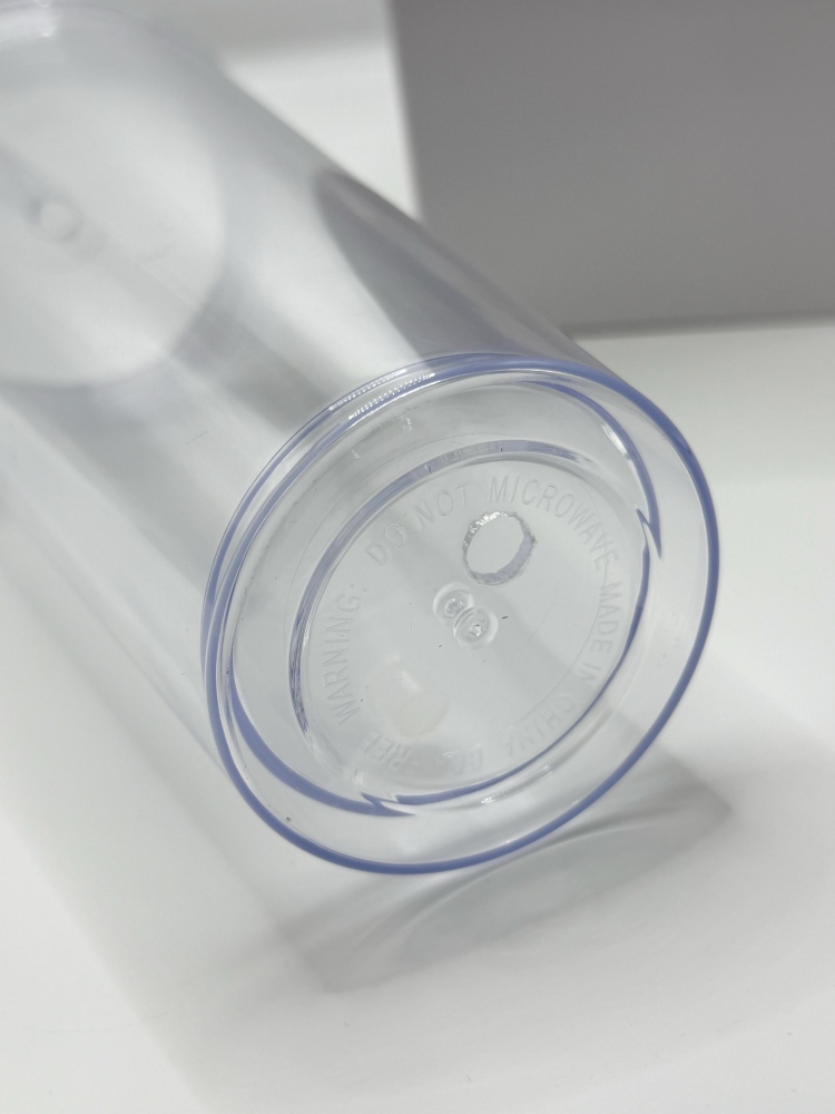 24oz  Acrylic Plastic  Double Wall Snow Globe Cup with Plug
