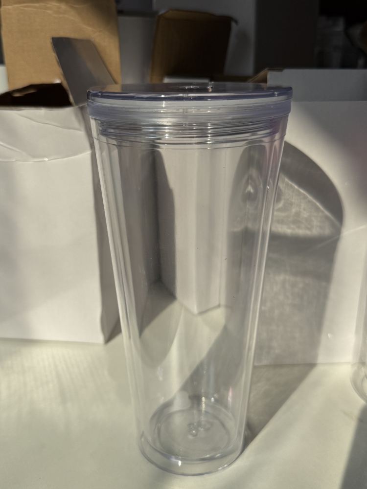 24oz  Acrylic Plastic  Double Wall Snow Globe Cup with Plug