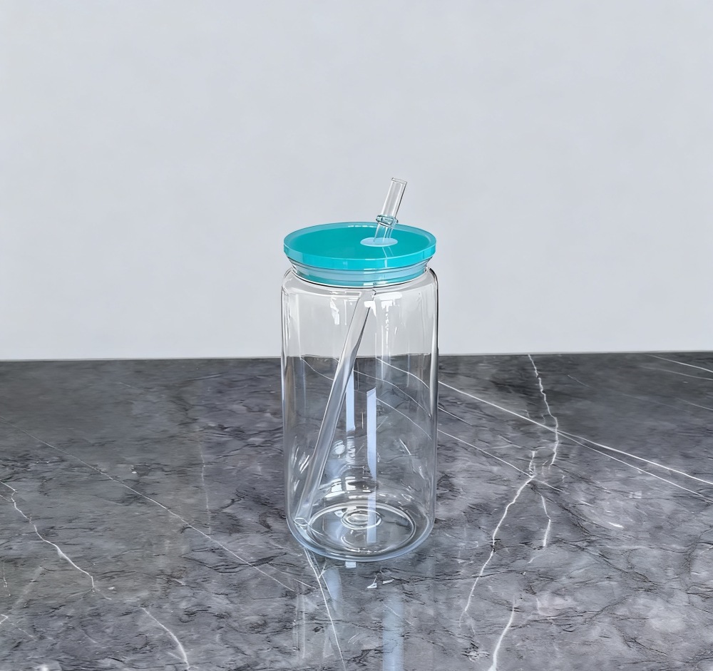Yisli 16oz Single Wall Transparent Acrylic Plastic Can with Colored PP Lids