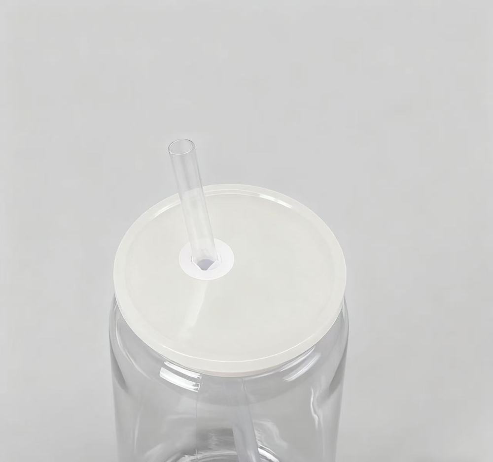 Yisli 16oz Single Wall Transparent Acrylic Plastic Can with Colored PP Lids