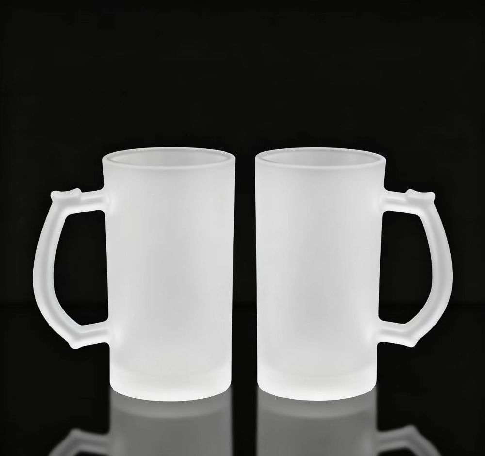 Yisli 24packs 16oz Frosted Sublimation Beer Can Glass Cups Sublimation UV DTF Glass Beer Mugs With Handle